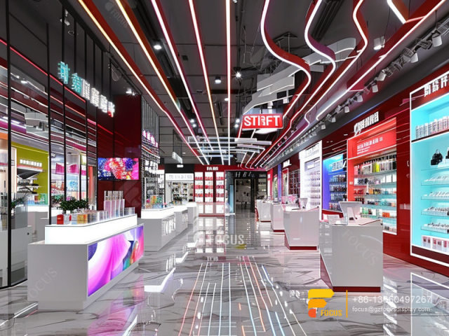 Perfume Display Case Cosmetic Shop Counter Design Wig Stand