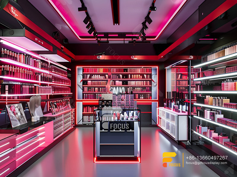 Cosmetic Store Design Perfume Cabinet Glass Wig Showcase