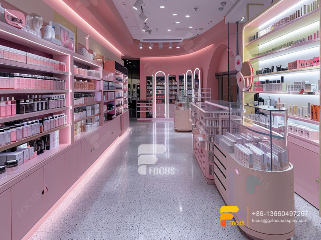 Glass Perfume Stand Cosmetic Retail Shop Design Wig Shelf