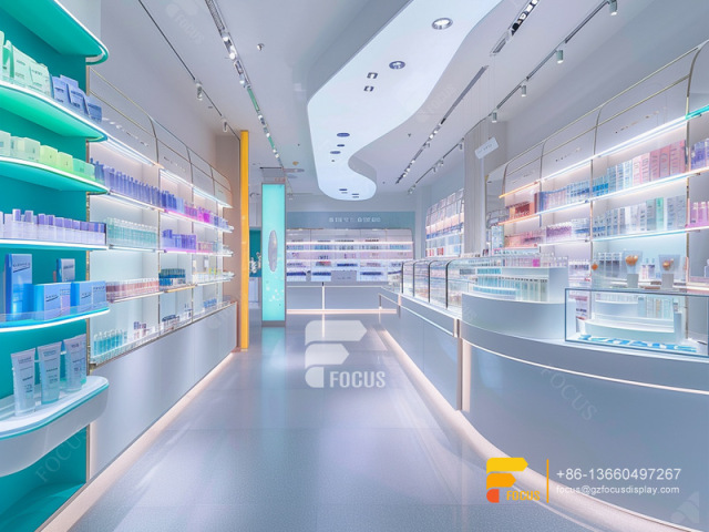 Perfume Layout Design Cosmetic Fixtures Wig Display Cabinet