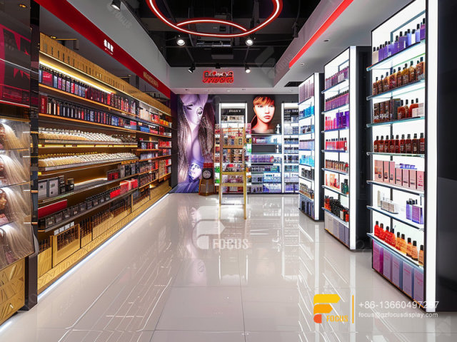 Cosmetic Furniture Perfume Display Stands Hair Store Design