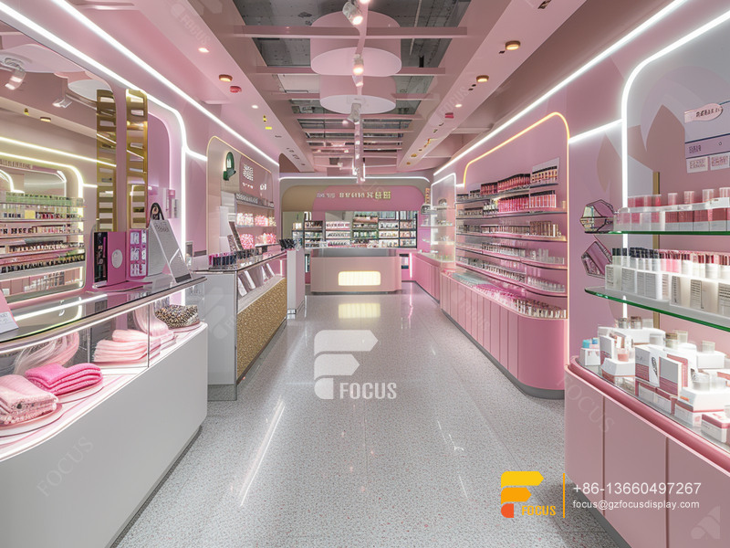 Cosmetic Retail Display Perfume Shelf Design Wig Showcase