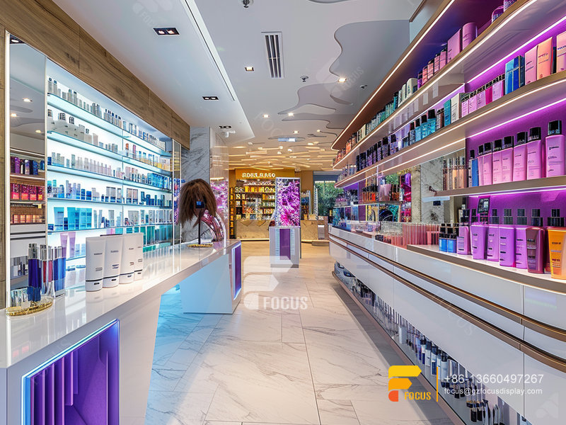 Perfume Rack Design Cosmetic Shop Shelves Wood Wig Stand