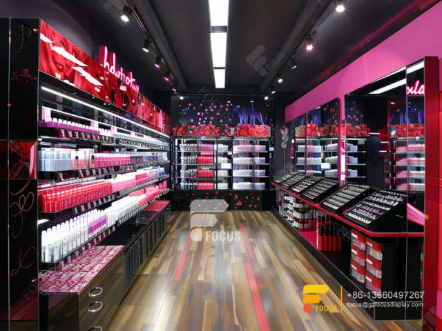 Custom Cosmetic Wall Shelf Perfume Shop Design Hair Stand