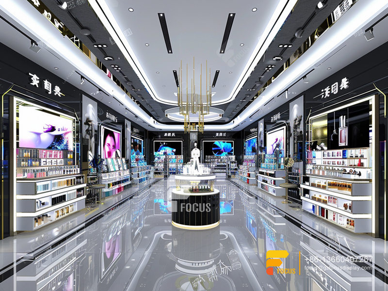 Cosmetic Display Cases Skin Care Furniture Wig Store Design
