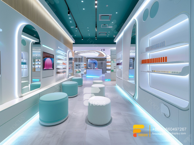 Perfume Layout Design Cosmetic Fixtures Wig Display Cabinet