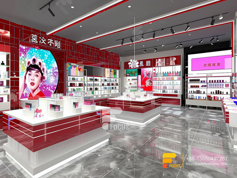 Perfume Display Case Cosmetic Shop Counter Design Wig Stand