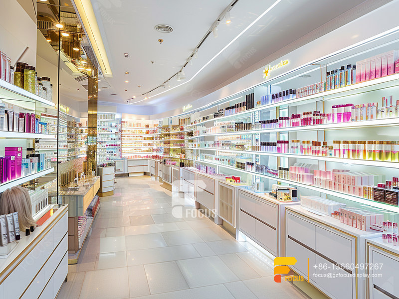 Wall Mounted Perfume Cabinet Cosmetic Retail Displays Wig Shelf