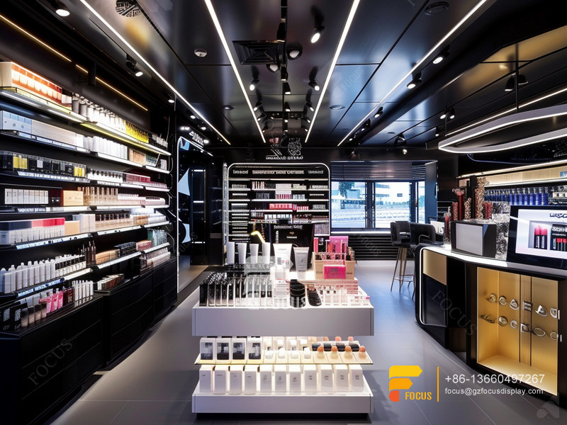 Custom Perfume Cabinet Cosmetic Shop Shelves Wig Displays