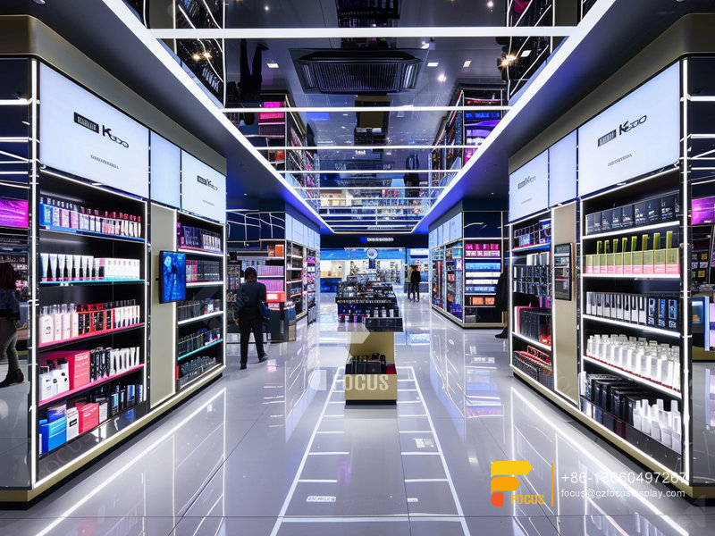 Custom Perfume Cabinet Cosmetic Shop Shelves Wig Displays