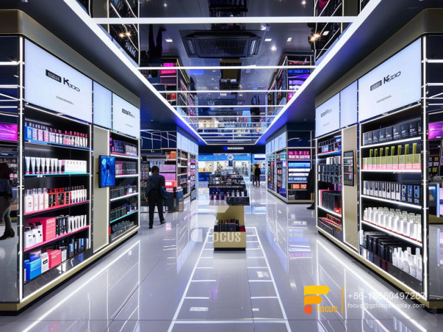 Custom Perfume Cabinet Cosmetic Shop Shelves Wig Displays