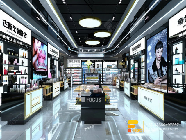 Perfume Retail Stores Cosmetic Shop Rack Design Wooden Wig Stand