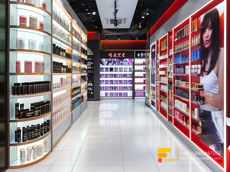 Custom Cosmetic Display Racks Perfume Shelfs Wig Stands