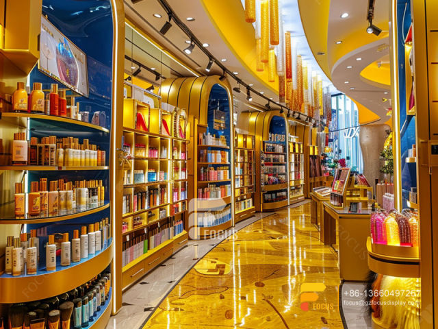 Cosmetic Retail Wall Mounted Perfume Cabinet Wig Store Design