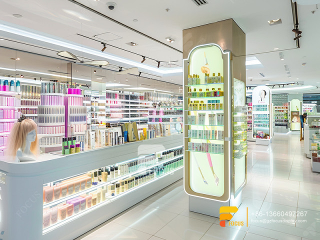 Perfume Display Wall Beauty Counter Cosmetics Wig Stands