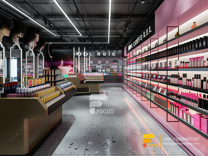 Cosmetic Furniture Suppliers Perfume Wall Display Wig Store Design