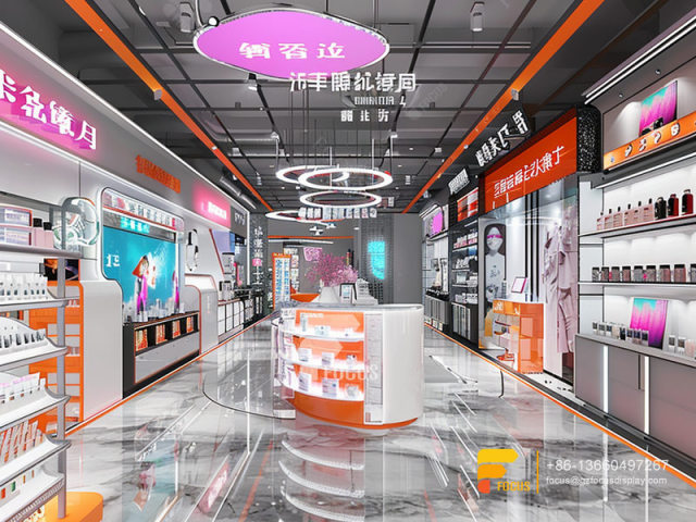 Perfumes Stand Cosmetic Retail Stores Wig Display Shelves
