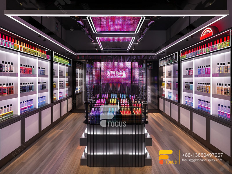 Custom Perfume Cabinet Cosmetic Shop Shelves Wig Displays