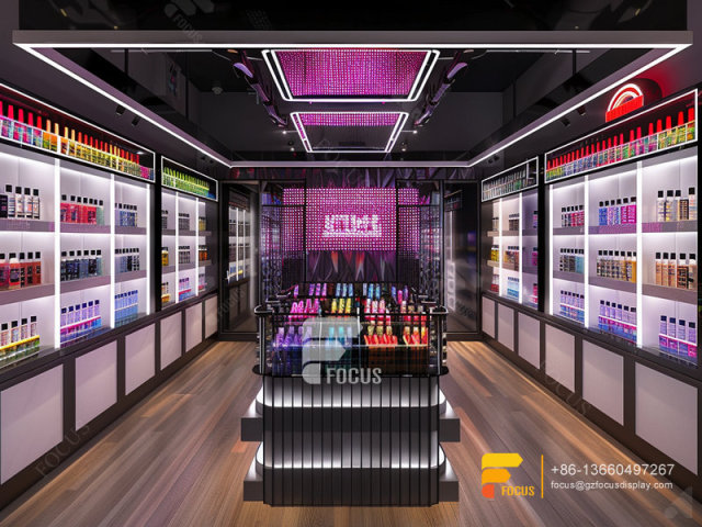 Custom Perfume Cabinet Cosmetic Shop Shelves Wig Displays