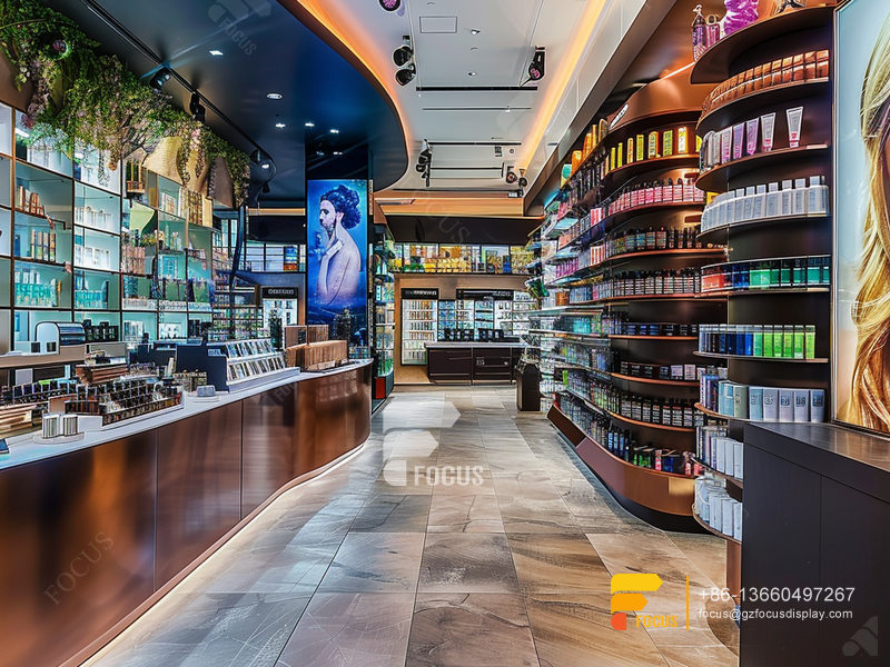 Cosmetic Shop Display Skin Care Shelf Wig Store Design