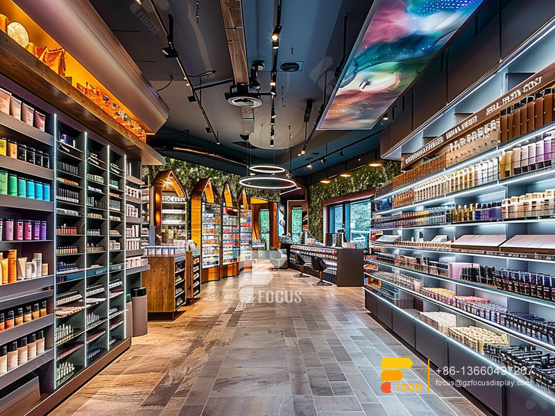 Cosmetic Shop Display Skin Care Shelf Wig Store Design