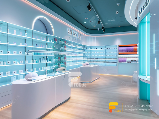 Perfume Layout Design Cosmetic Fixtures Wig Display Cabinet