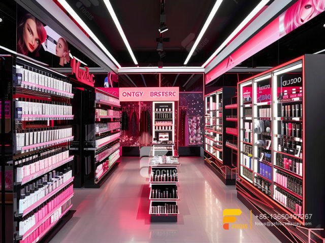 Cosmetic Store Interior Design Perfume Stands Wig Display Shelves