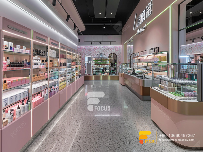 Cosmetic Retail Display Perfume Shelf Design Wig Showcase