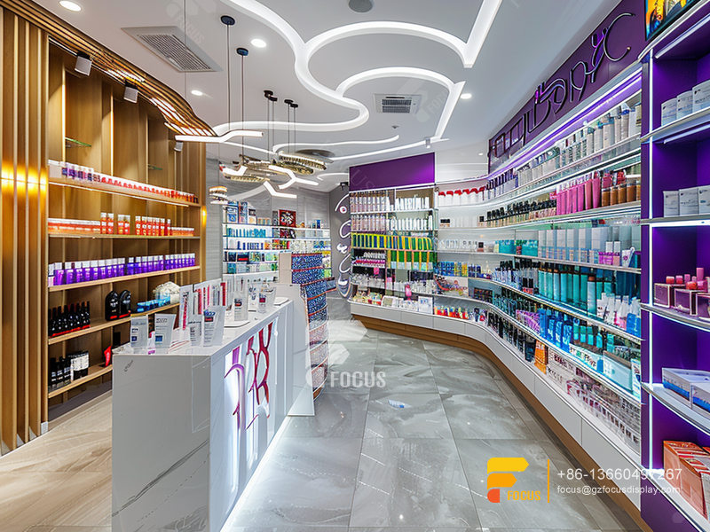 Perfume Display Rack Cosmetic Shop Counter Design Wig Hair Stand