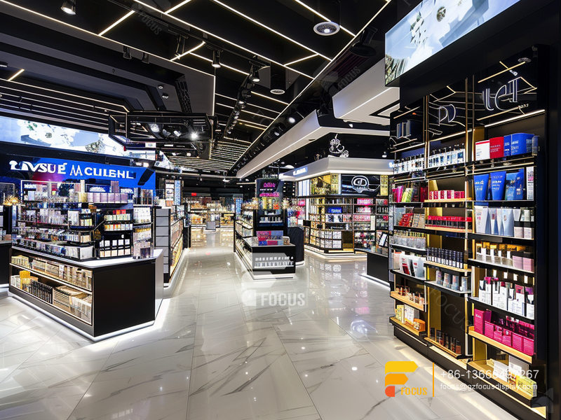Perfume Shelving Cosmetic Store Interior Design Wig Stands