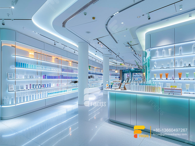 Perfume Layout Design Cosmetic Fixtures Wig Display Cabinet