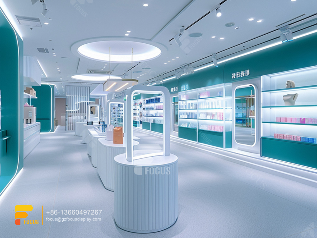 cosmetic counter display manufacturers perfume shelfs wig hair stand
