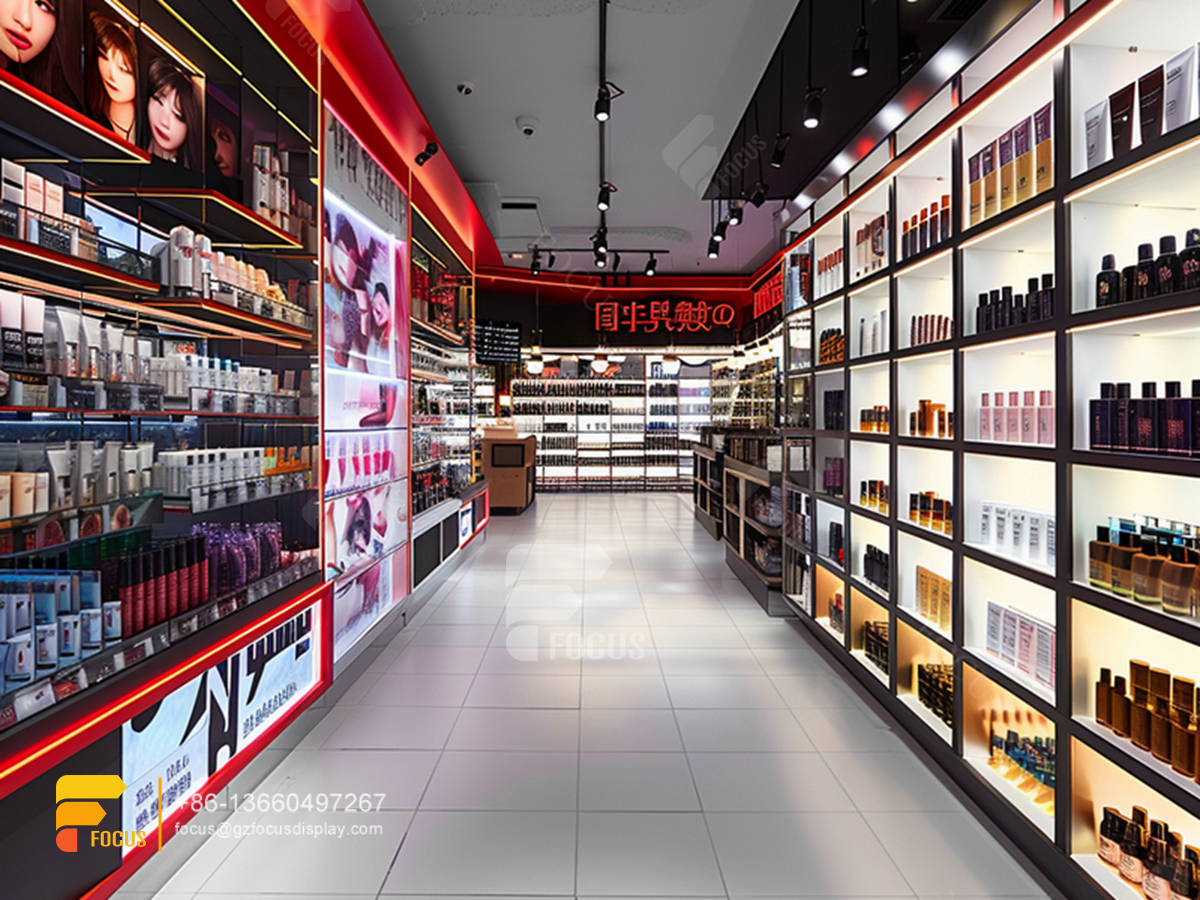 cosmetic display cabinet perfume stand design wig shelf