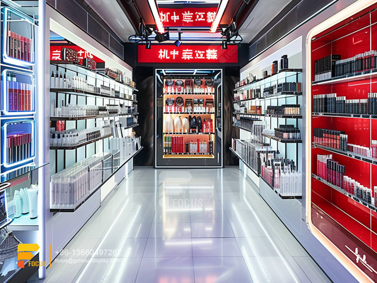 cosmetic display cabinet perfume stand design wig shelf