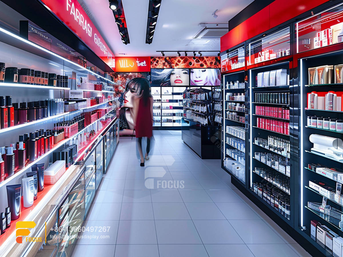 cosmetic display cabinet perfume stand design wig shelf