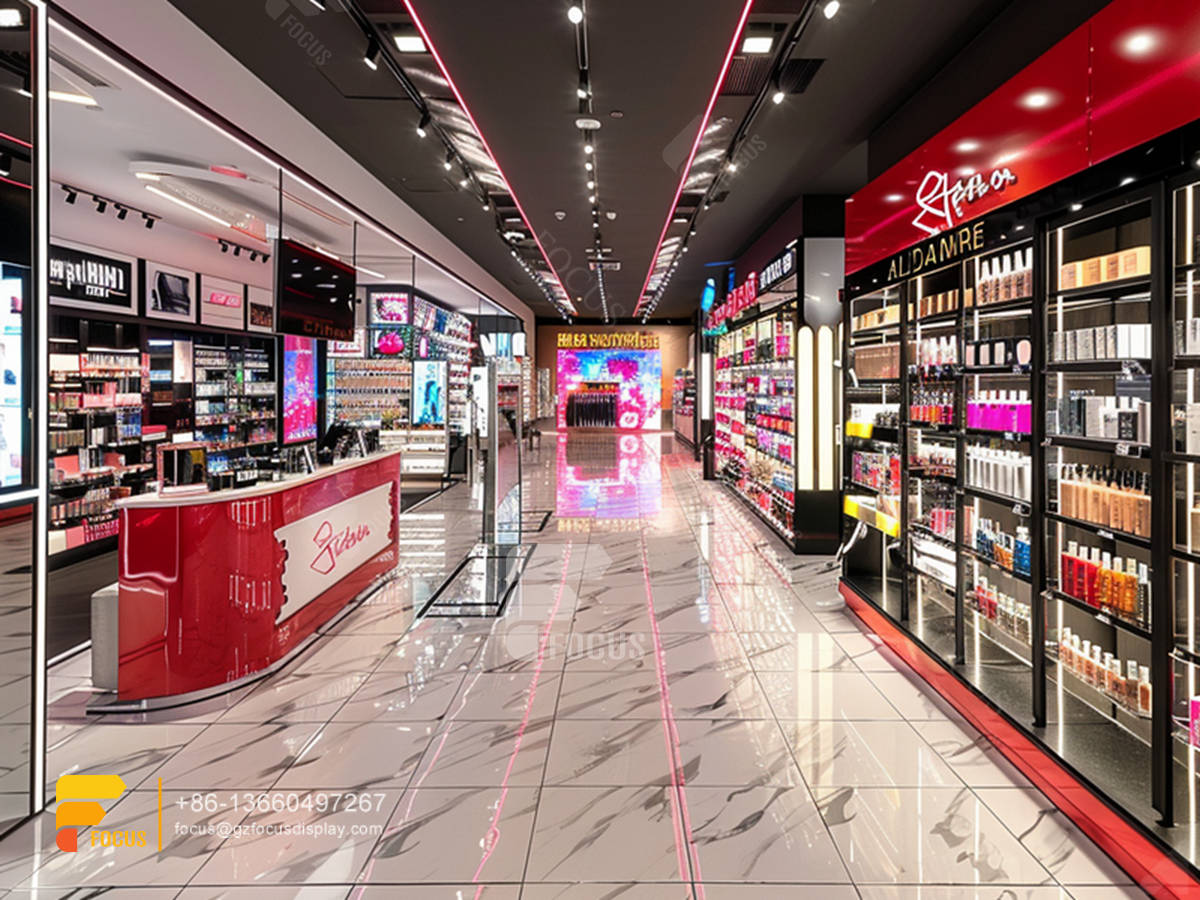 cosmetic display case perfume glass cabinets hair shop design