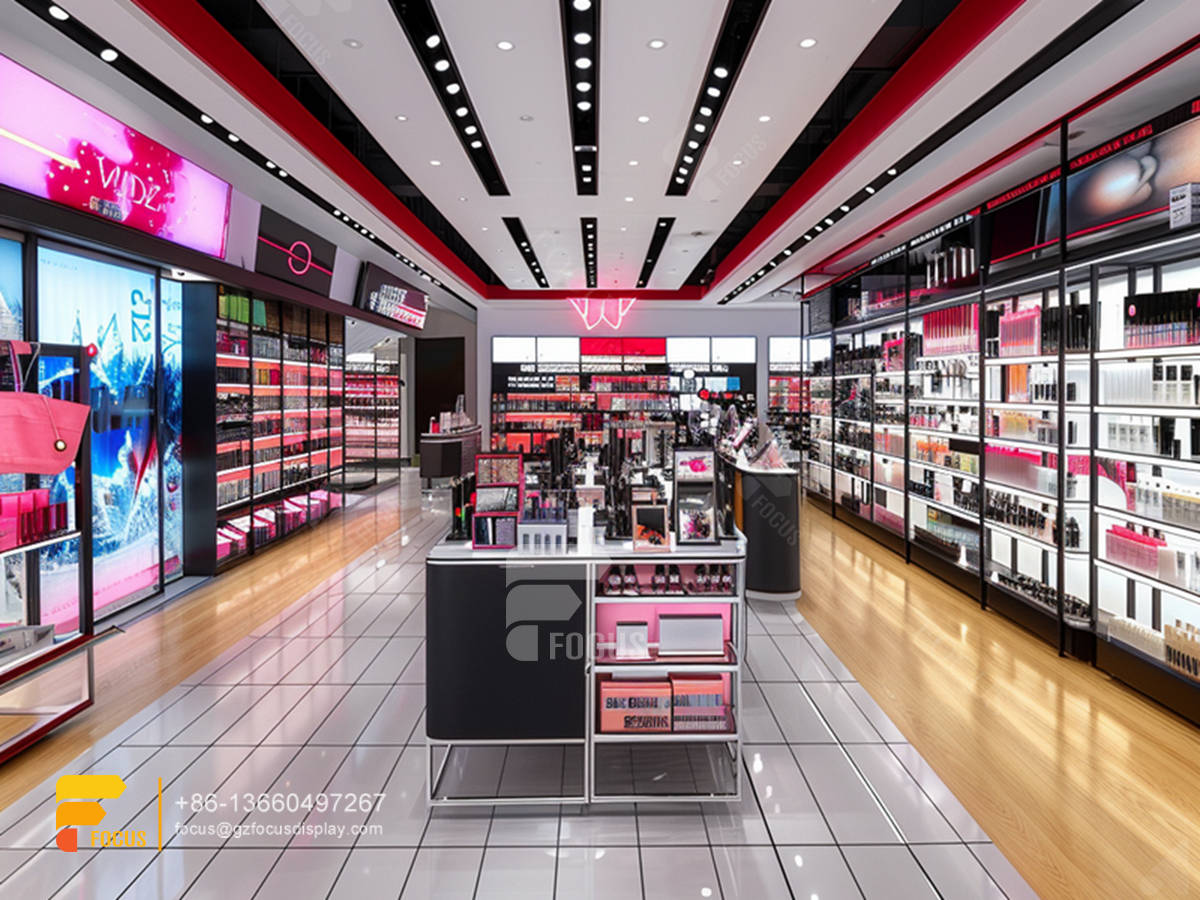cosmetic display case perfume glass cabinets hair shop design
