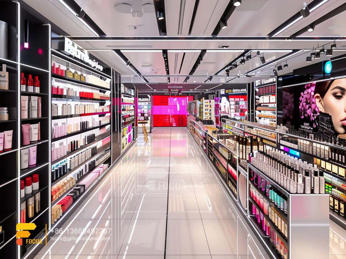 cosmetic display case perfume glass cabinets hair shop design
