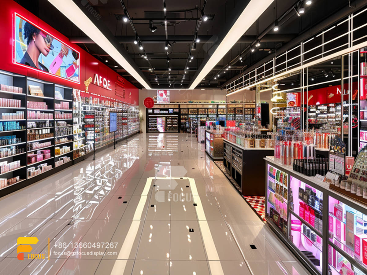 cosmetic display case perfume glass cabinets hair shop design