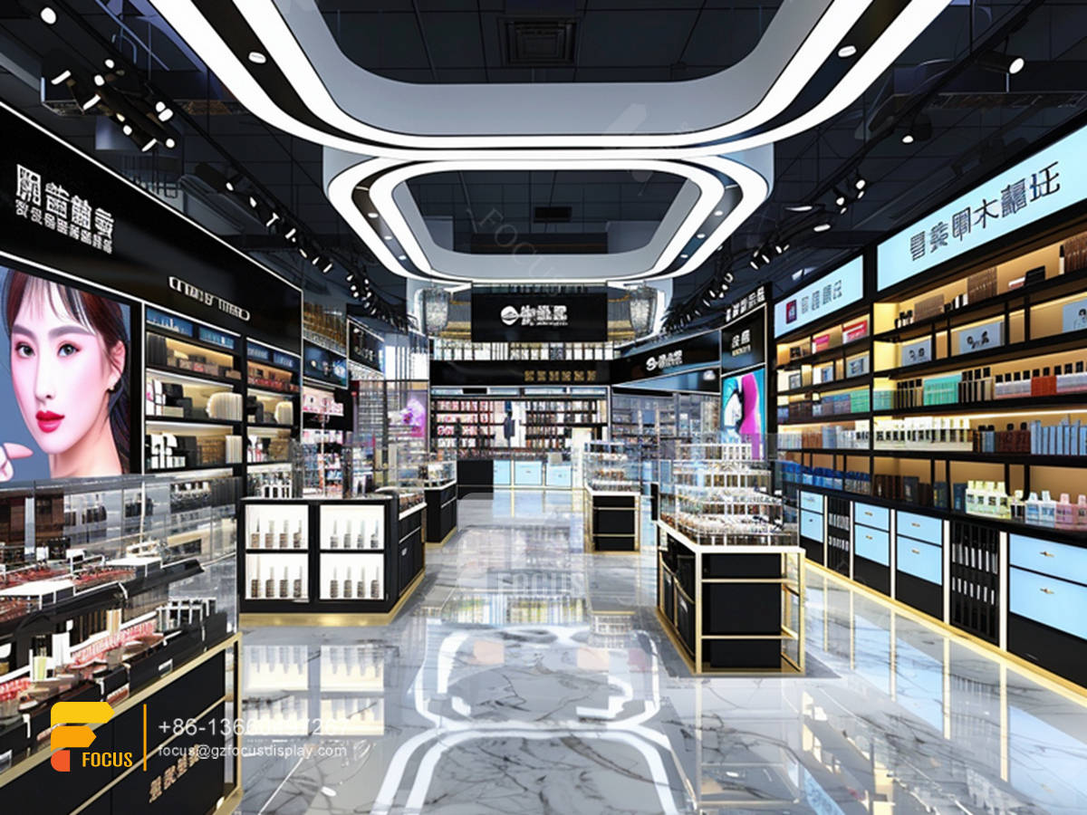 cosmetic display cases skin care furniture wig store design