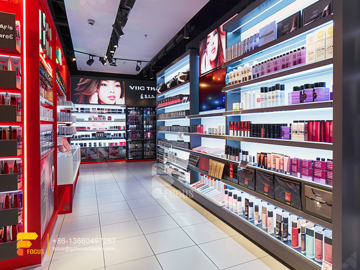 cosmetic display design perfume counter wig wall rack