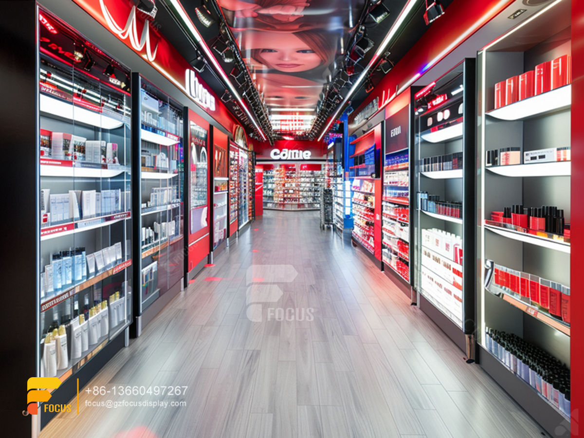 cosmetic display design perfume counter wig wall rack