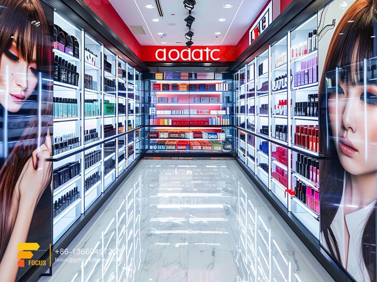cosmetic display design perfume counter wig wall rack