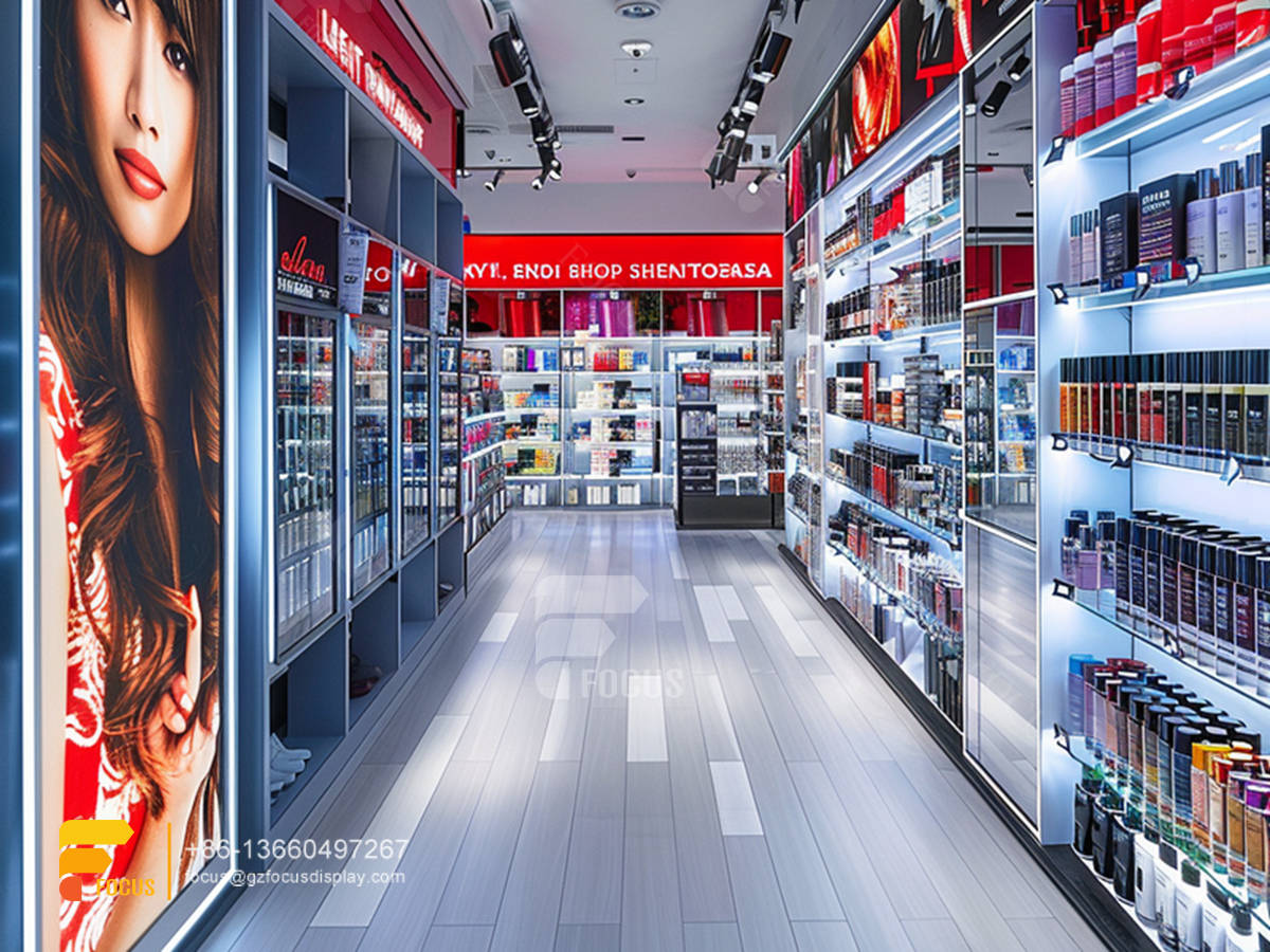 cosmetic displays retail perfume shop design wigs stands