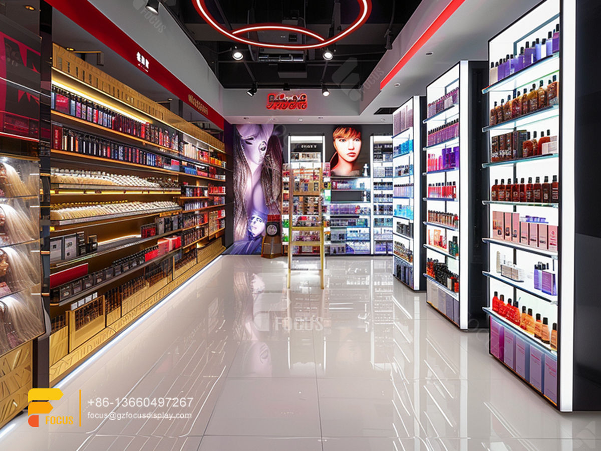 cosmetic furniture perfume display stands hair store design