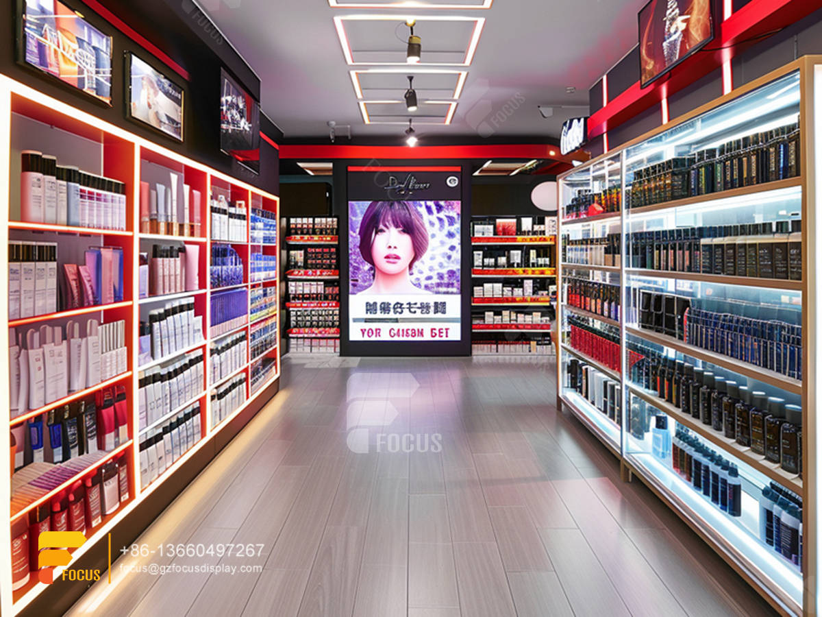 cosmetic furniture perfume display stands hair store design