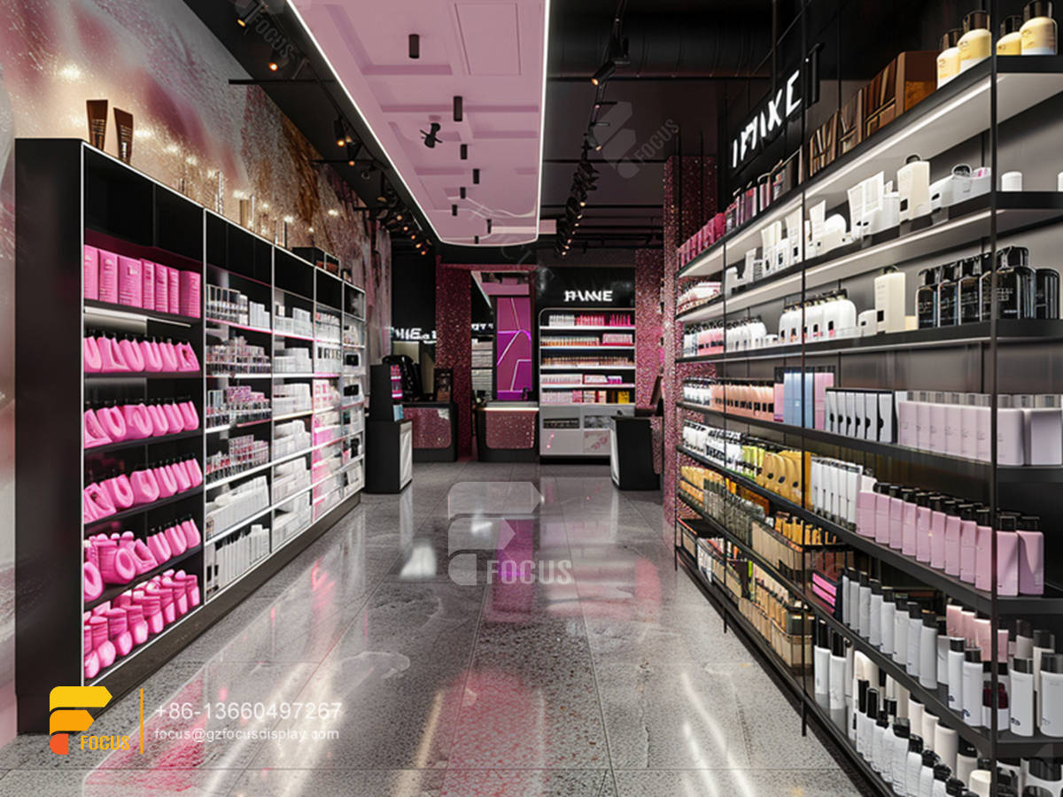 cosmetic furniture suppliers perfume wall display wig store design