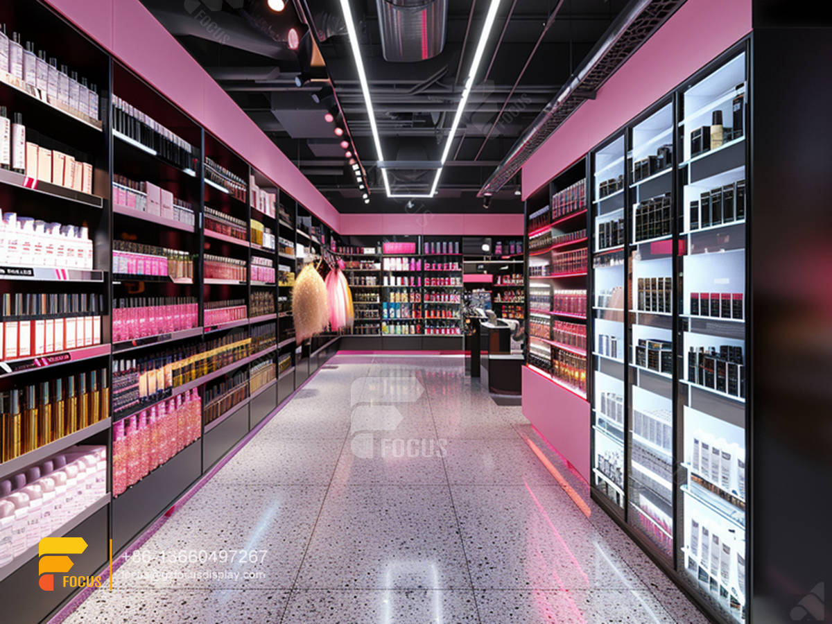 cosmetic furniture suppliers perfume wall display wig store design