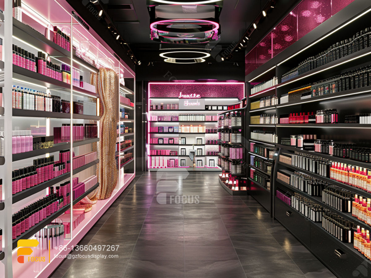 cosmetic furniture suppliers perfume wall display wig store design