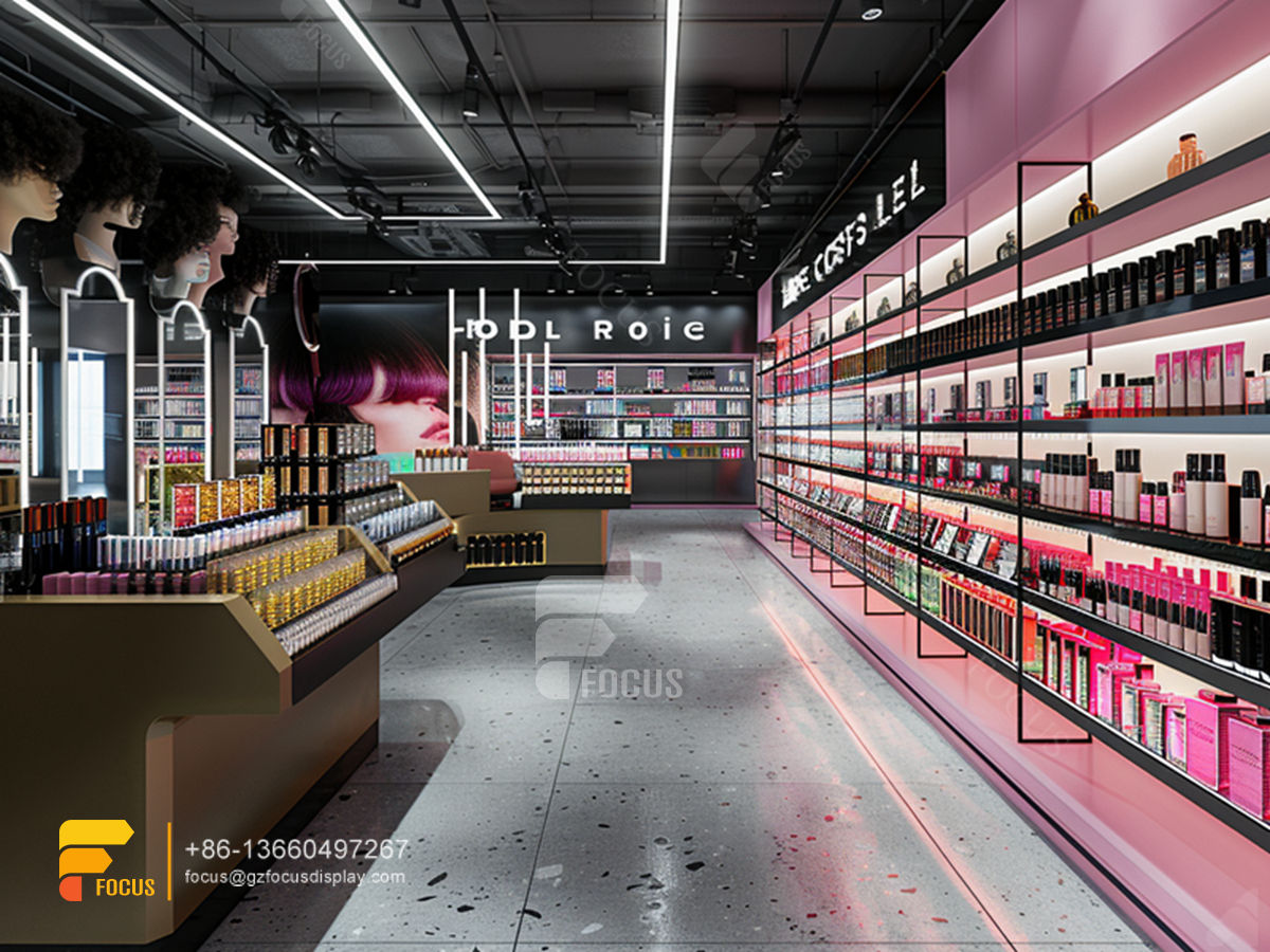 cosmetic furniture suppliers perfume wall display wig store design